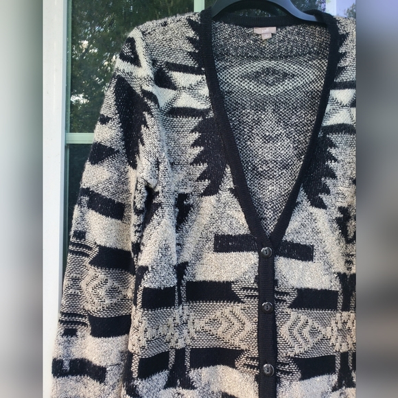 J Jill Aztec print oversized cardigan Cashmere EUC - Picture 2 of 6